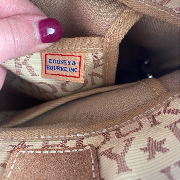 Dooney Bourke Vintage Cream Brown Logo Jacquard‎ Canvas Small Bag Purse - Picture 11 of 14